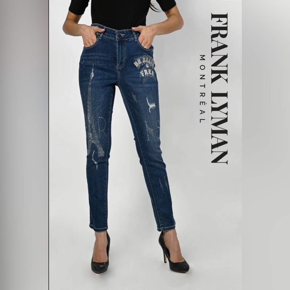 Frank Lyman Design women’s Embellished Slim leg Paris denim jeans💜
